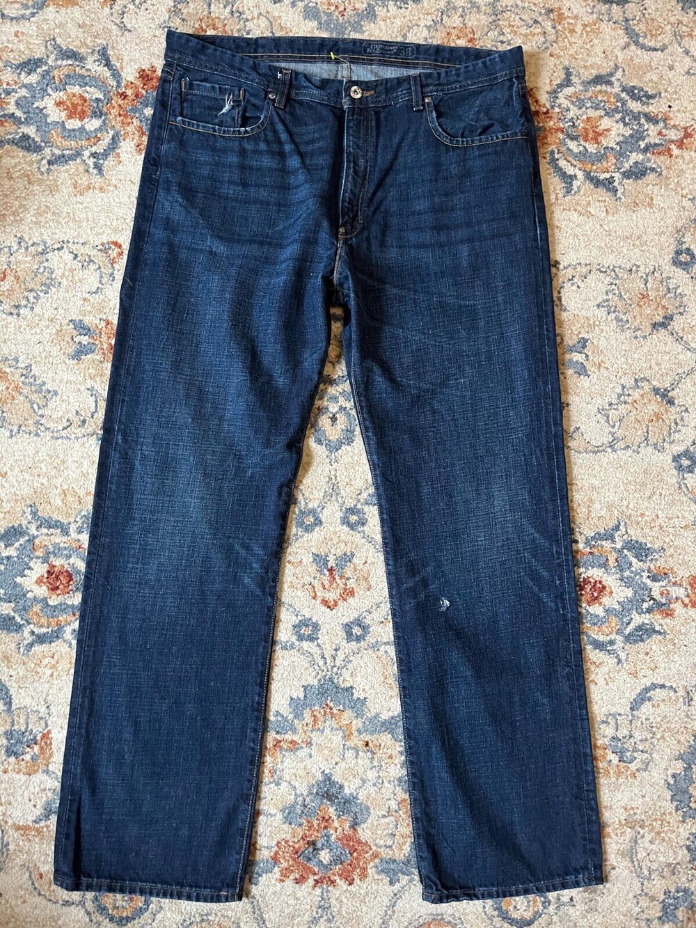 Canterbury Of New Zealand Jeans Men 38X34 Blue Selvede Straight Denim Distressed
